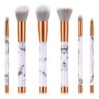 Set Of 6: Marble Print Handle Makeup Brush Set Of 6 - T-06001 - As Shown In Figure - One Size