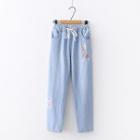 Rabbit Embroidery Baggy Jeans