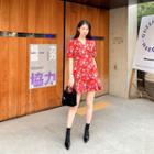 V-neck A-line Floral Minidress
