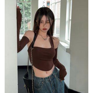 Halter Neck Camisole Top / Oversleeves / Shrug / Set