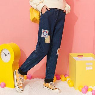 Applique Fleece-lined Jeans
