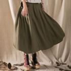 Plain Midi Linen Blend Skirt