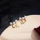 Faux Pearl & Rhinestone Star Stud Earring 1 Pair - As Shown In Figure - One Size