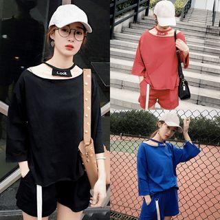 Set: Cut Out 3/4-sleeve T-shirt + Shorts