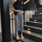 Check High-waist Cropped Pants