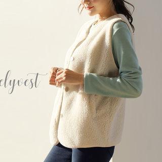 Buttoned Coral-fleece Vest