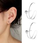 Alloy Layered Open Hoop Earring 1 Pair - With Ear Nuts - Silver - One Size