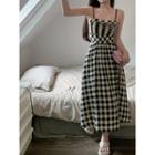 Details Checkerboard Sleeveless Maxi Dress