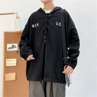 Lettering Lace Up Hoodie