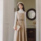 Set: Midi A-line Overall Dress + Belt