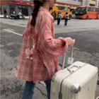 Checked Shirt Jacket Red - One Size