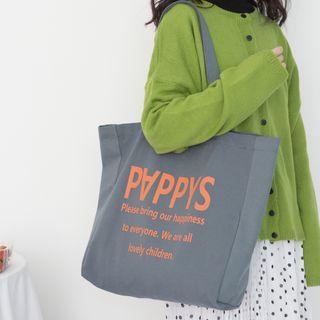 Lettering Tote Bag Orange Lettering - Ash Blue - One Size