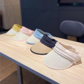Straw Fabric Panel Visor Hat