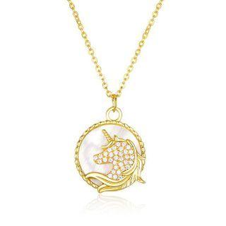 Rhinestone Unicorn Necklace Gold - One Size