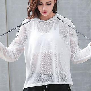 Cutout Back Hooded Long-sleeve Sports Top