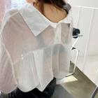 Button-back Boxy See-through Shirt