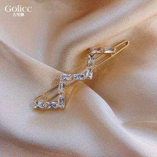 Rhinestone Hair Clip Gold - One Size