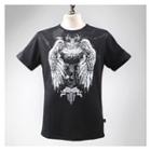 Round-neck Short-sleeve Wing Print Slim-fit T-shirt