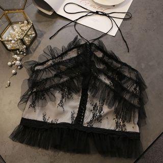 Halter Mesh Trim Camisole Top