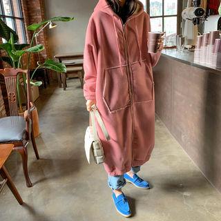 Fleece-lined Long Hoodie Jacket