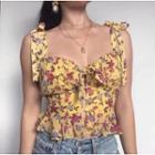 Ruffled Floral Print Cropped Camisole Top