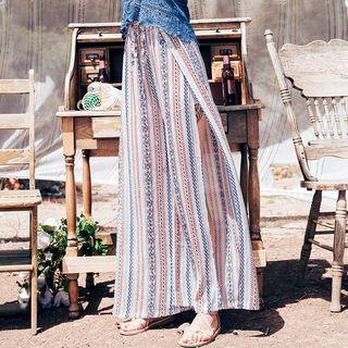 Chiffon Pattern Wide-leg Pants