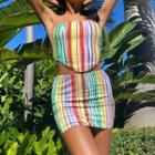 Set: Striped Tube Top + Mini Skirt