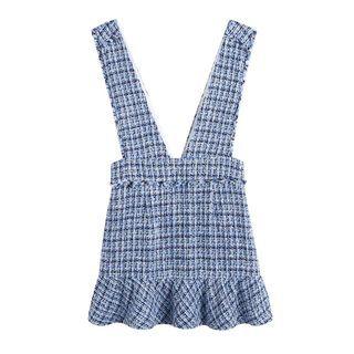 Tweed Plaid Overall Dress