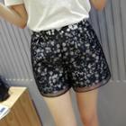 Sheer Panel Floral Shorts