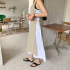 Spaghetti-strap Overlay Long Dress