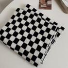 Checkerboard Knit Scarf Black & White - One Size