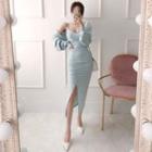 Set: Open-front Bolero + Spaghetti-strap Shirred Front Dress