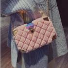 Quilted Furry Boxy Crossbody Bag