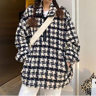 Houndstooth Half-zip Fleece Sweatshirt