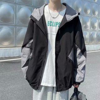 Paneled Zip Up Hoodie