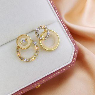 Non-matching Rhinestone Earring As Shown In Figure - One Size