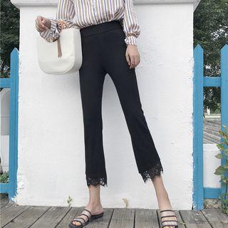 Lace Hem Cropped Pants