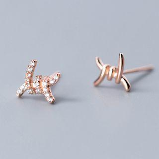 925 Sterling Silver Rhinestone Knot Earring