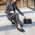 Plain Blazer / Cropped Dress Pants / Set