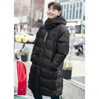 Hooded Letter-printed Padded Coat