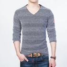 V-neck Long-sleeve Perforated T-shirt