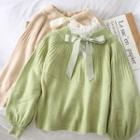 Ribbon-back Loose-fit Knit Sweater