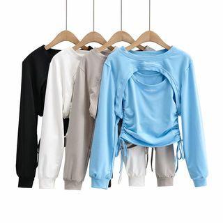 Set: Drawstring Tank Top + Cropped Sweatshirt