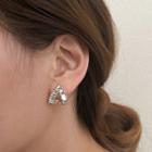 Rhinestone Geometric Stud Earring 1 Pair - Silver - Gold - One Size