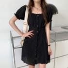 Short-sleeve Mini A-line Crinkle Dress