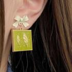 Ribbon Drop Earring 1 Pair - Jml - Mustard Green - One Size