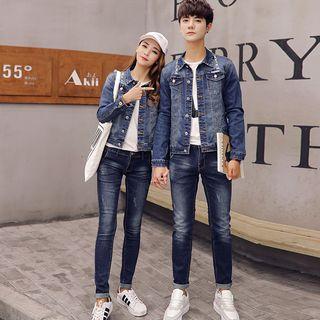 Couple Matching Studded Denim Jacket
