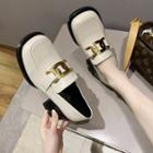 Chain Square Toe Faux Leather Platform Block Heel Loafers