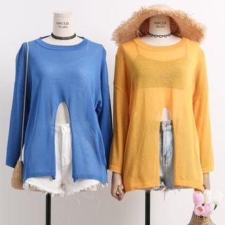 Lightweight Slit-front Knit Top