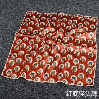 Owl Printed Satin Square Scarf (50*50cm)